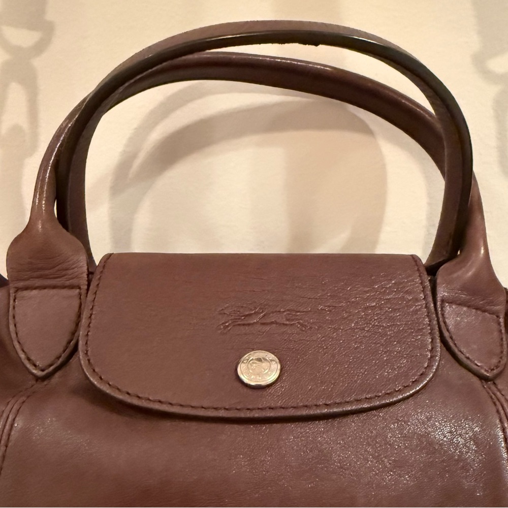 Longchamp Brown Leather Tote Bag Classic Design - Picture 4 of 11
